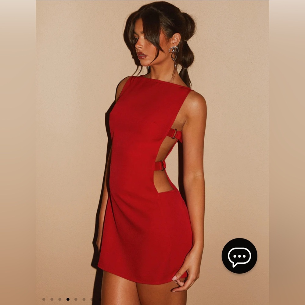 Peppermayo Exclusive - Cherish You Buckle Mini Dress - Red
